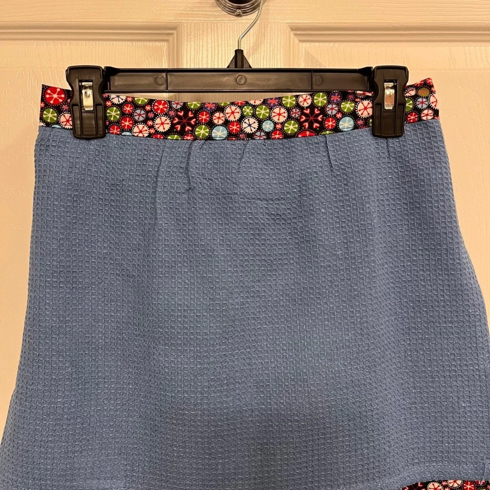 Handmade Blue Waffle Weave Holiday Snowflake Wrap Waist Apron Georgia USA XS-L